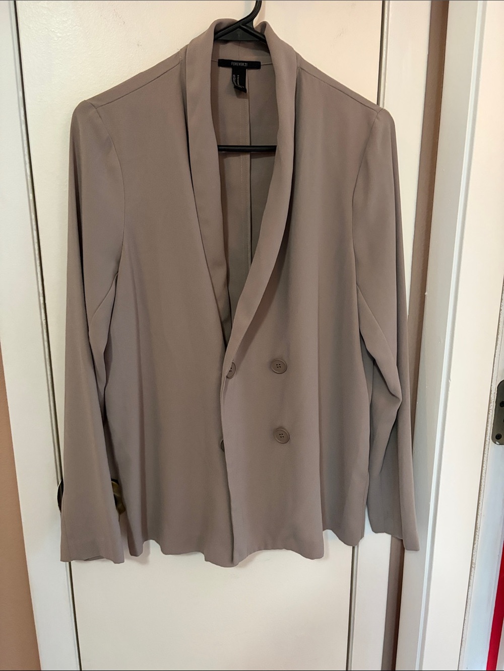 Forever 21 Taupe Double-Breasted Shawl Collar Blazer